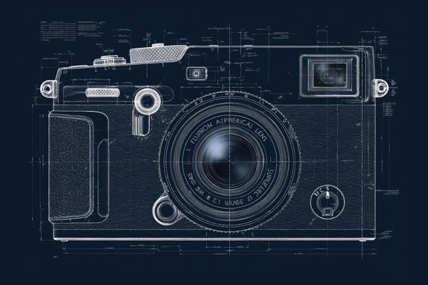 Blueprint-Zeichnung der FUJIFILM X-Pro3 von vorn